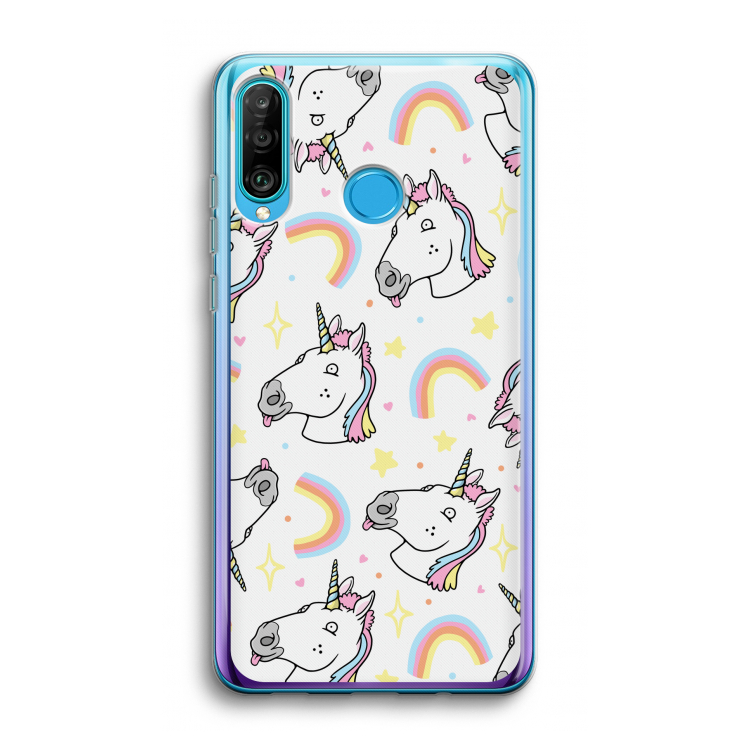 Rainbow Unicorn: Huawei P30 Lite Transparant Hoesje