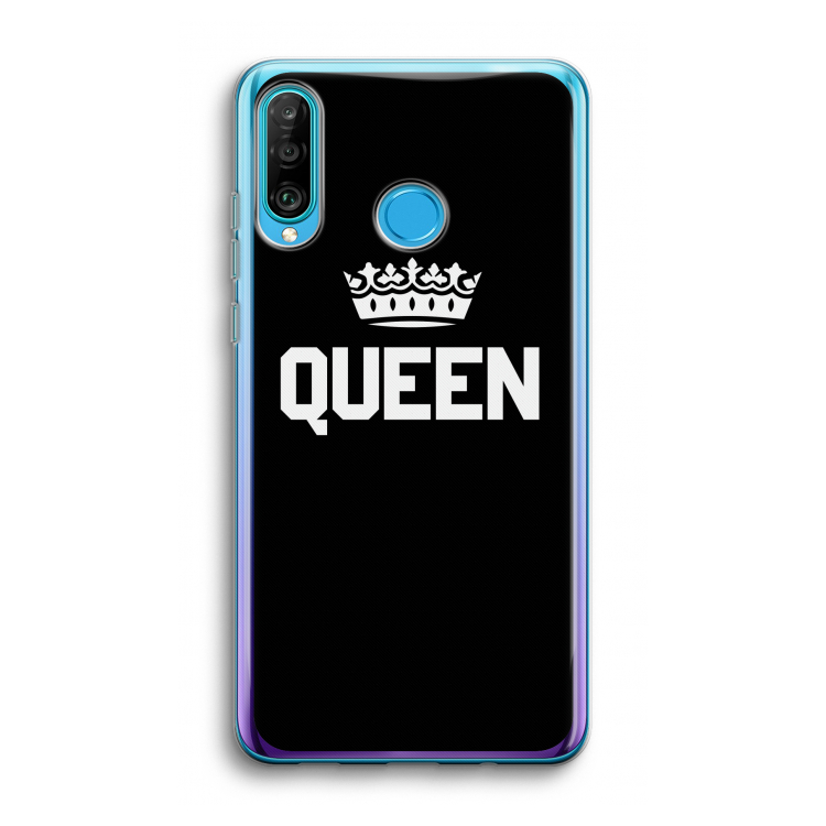 Queen zwart: Huawei P30 Lite Transparant Hoesje