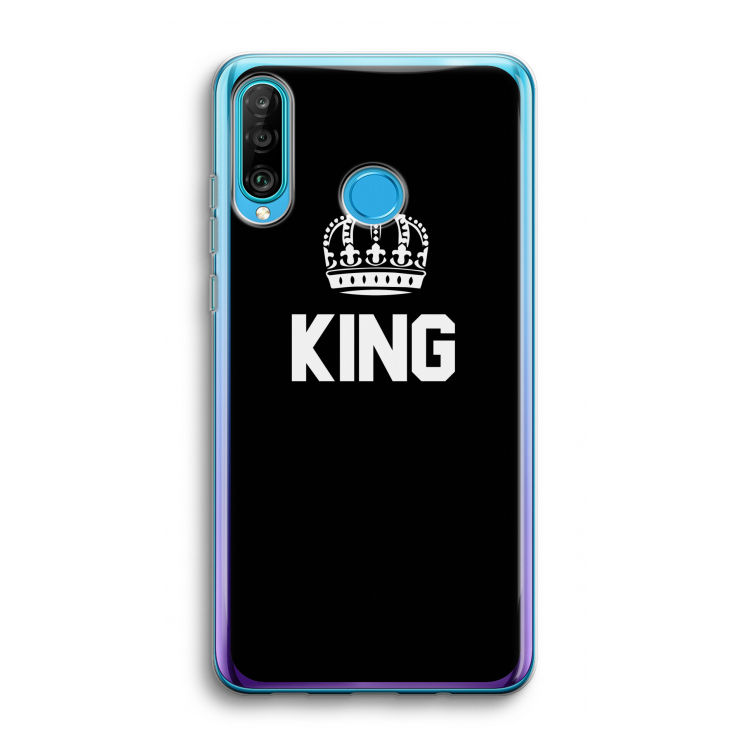 King zwart: Huawei P30 Lite Transparant Hoesje