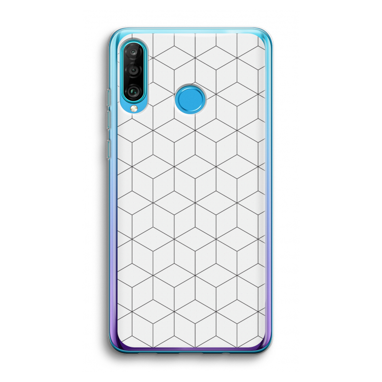 Zwart-witte kubussen: Huawei P30 Lite Transparant Hoesje