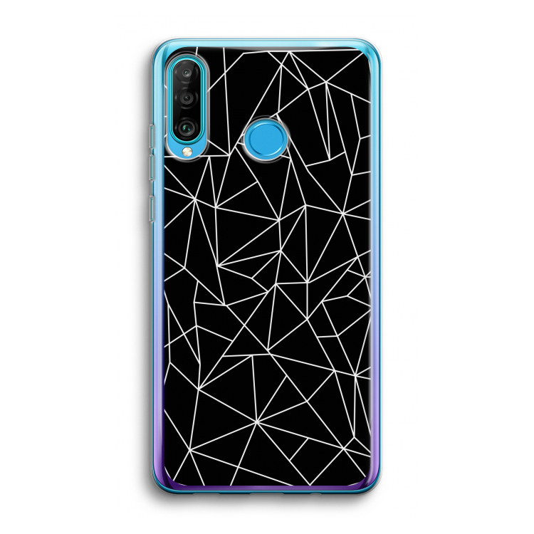 Geometrische lijnen wit: Huawei P30 Lite Transparant Hoesje