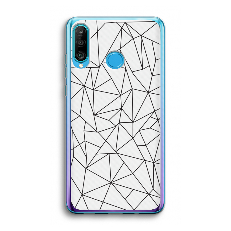 Geometrische lijnen zwart: Huawei P30 Lite Transparant Hoesje