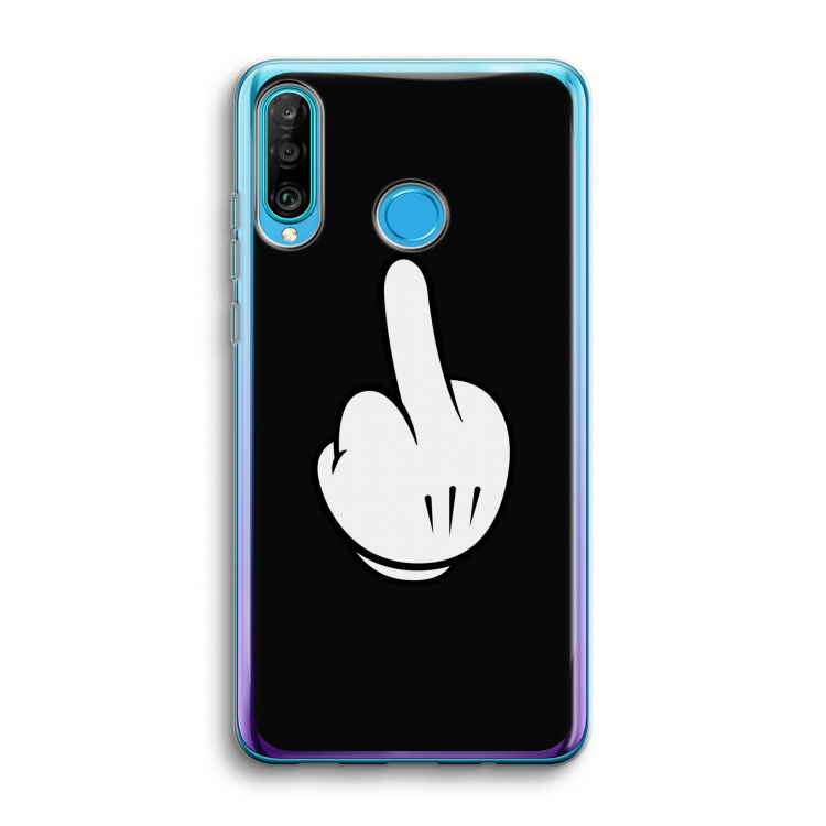 Middle finger black: Huawei P30 Lite Transparant Hoesje