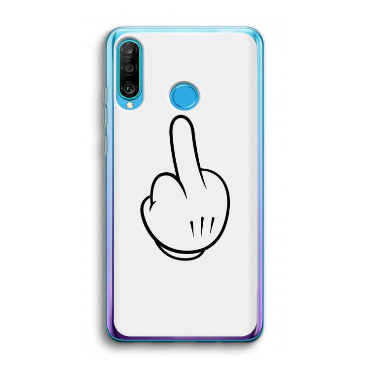 Middle finger white: Huawei P30 Lite Transparant Hoesje