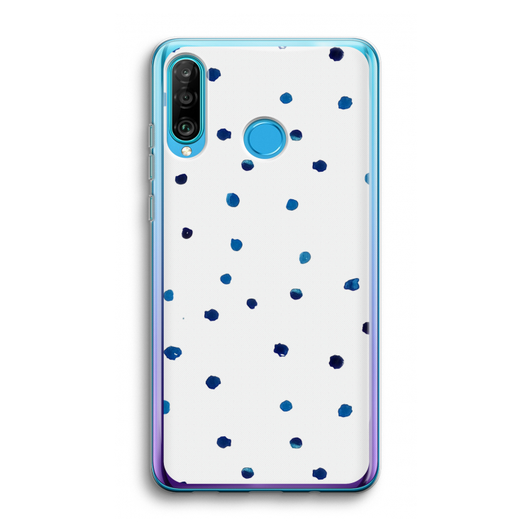 Blauwe stippen: Huawei P30 Lite Transparant Hoesje