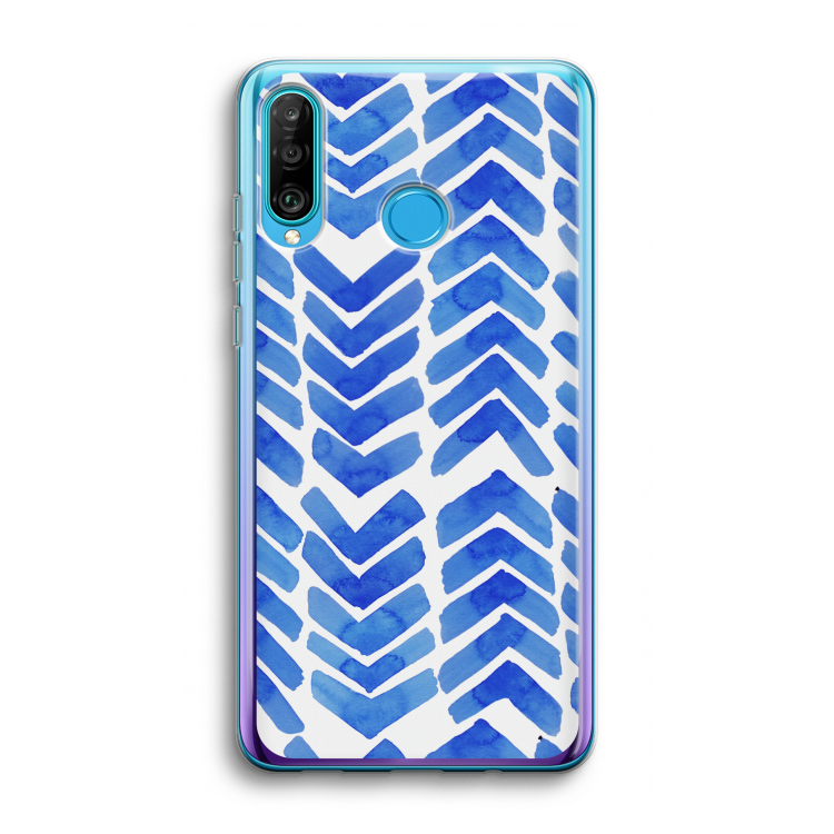 Blauwe pijlen: Huawei P30 Lite Transparant Hoesje