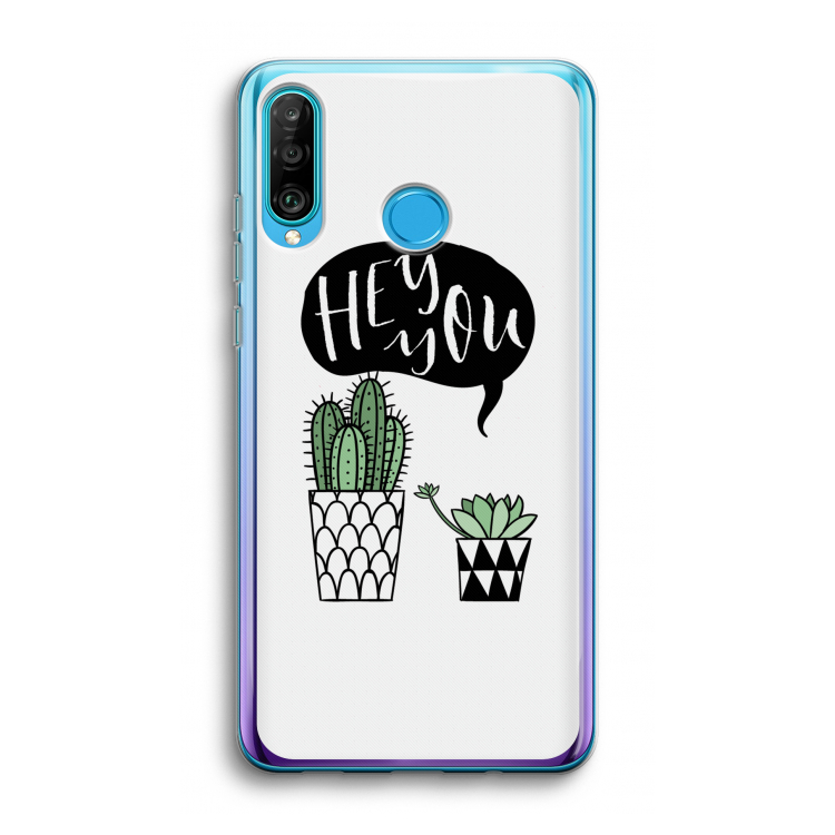 Hey you cactus: Huawei P30 Lite Transparant Hoesje
