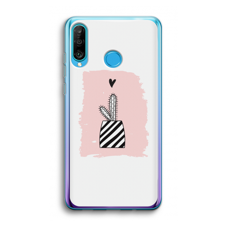 Zwart-wit cactus: Huawei P30 Lite Transparant Hoesje
