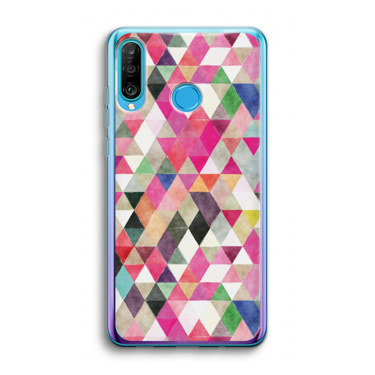 Gekleurde driehoekjes: Huawei P30 Lite Transparant Hoesje
