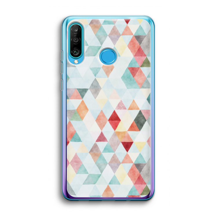 Gekleurde driehoekjes pastel: Huawei P30 Lite Transparant Hoesje