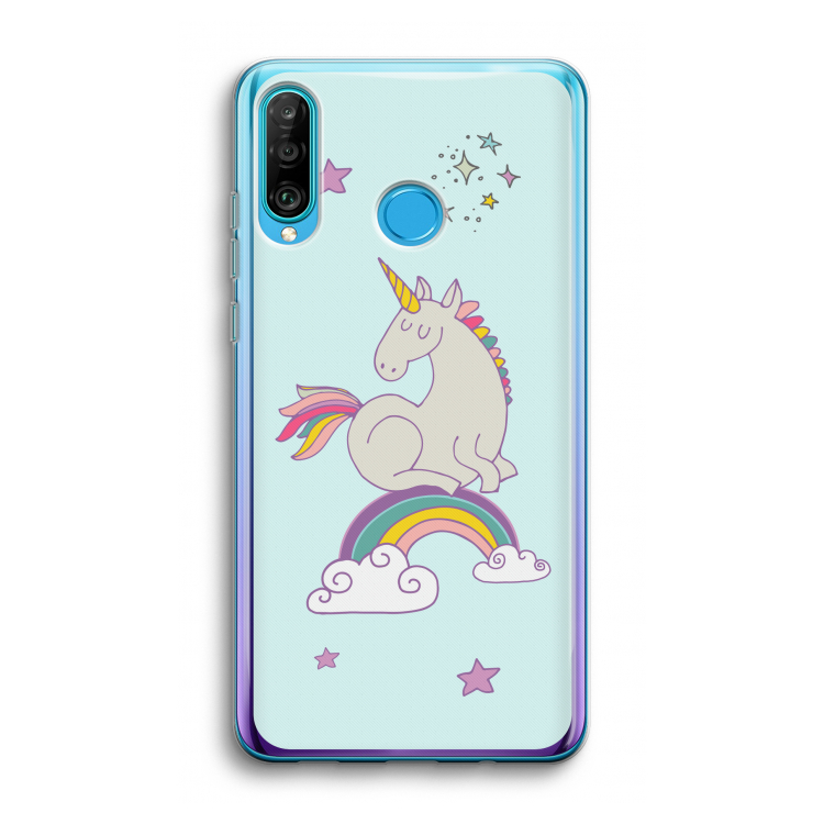 Regenboog eenhoorn: Huawei P30 Lite Transparant Hoesje