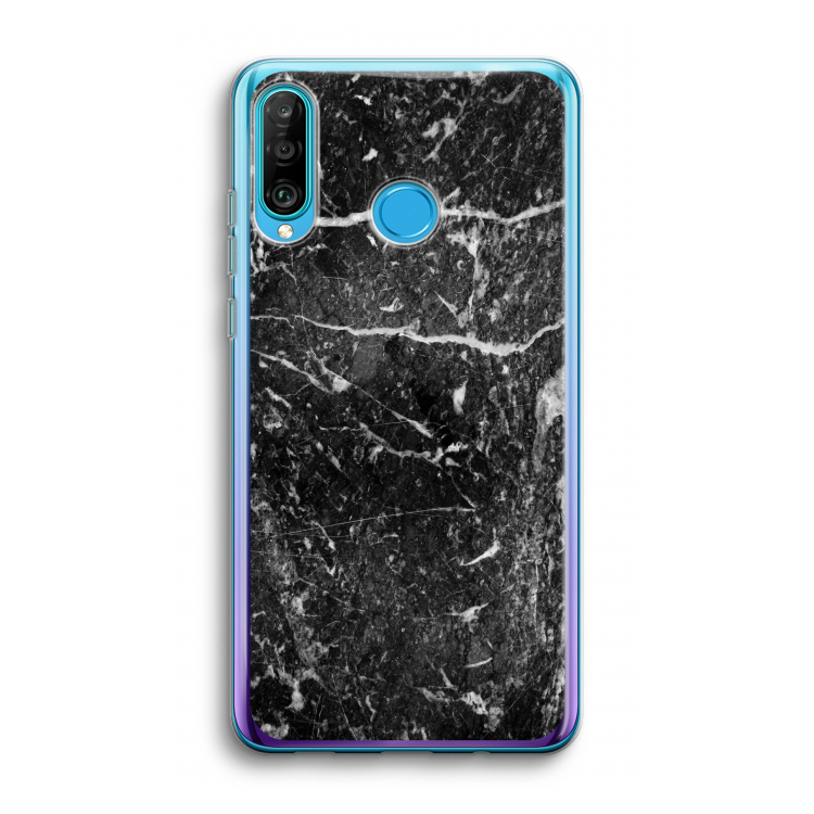 Zwart marmer: Huawei P30 Lite Transparant Hoesje