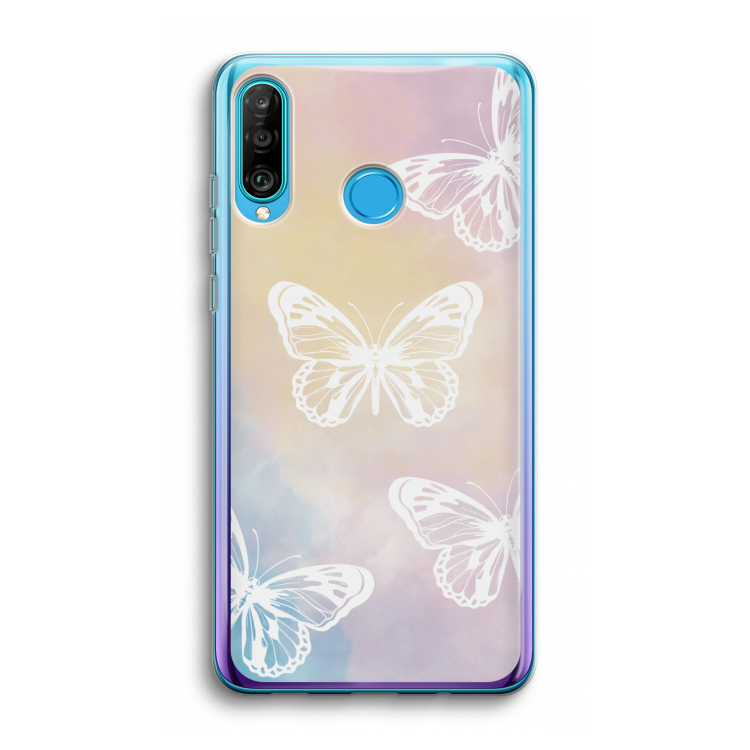 White butterfly: Huawei P30 Lite Transparant Hoesje