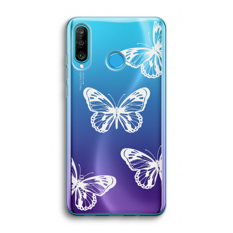 White butterfly: Huawei P30 Lite Transparant Hoesje