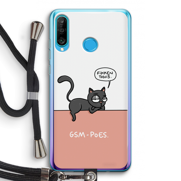 GSM poes: Huawei P30 Lite Transparant Hoesje met koord