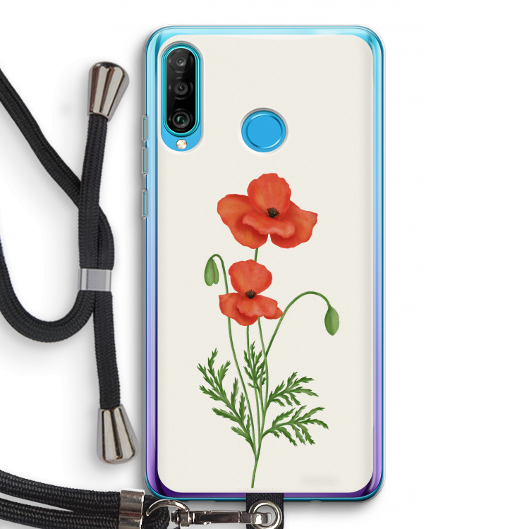 Red poppy: Huawei P30 Lite Transparant Hoesje met koord