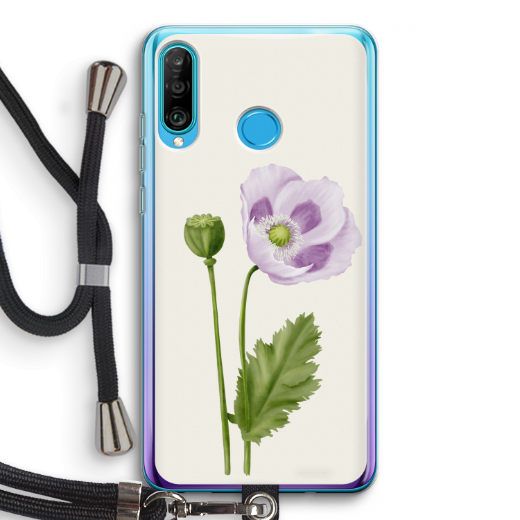 Purple poppy: Huawei P30 Lite Transparant Hoesje met koord
