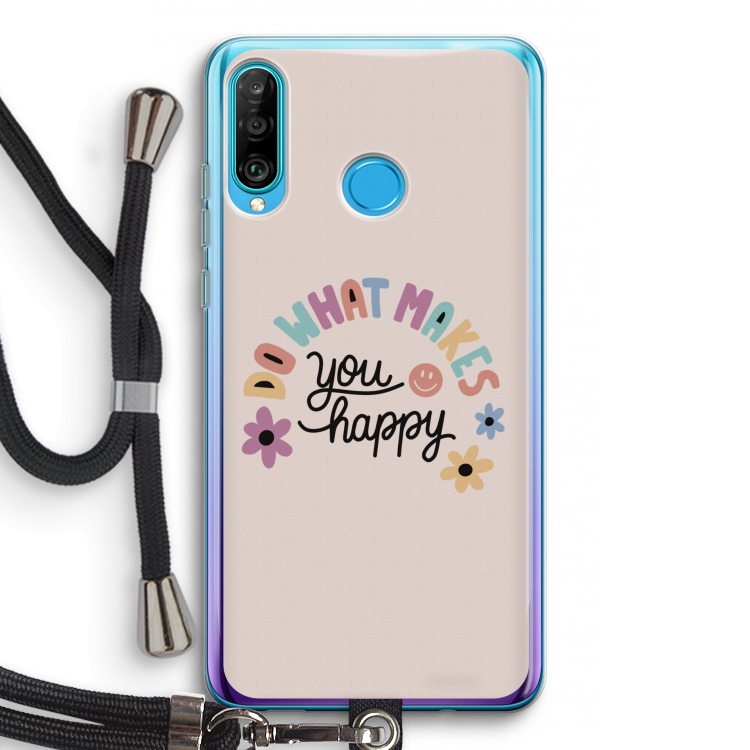 Happy days: Huawei P30 Lite Transparant Hoesje met koord