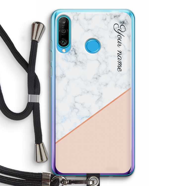 Marmer in stijl: Huawei P30 Lite Transparant Hoesje met koord