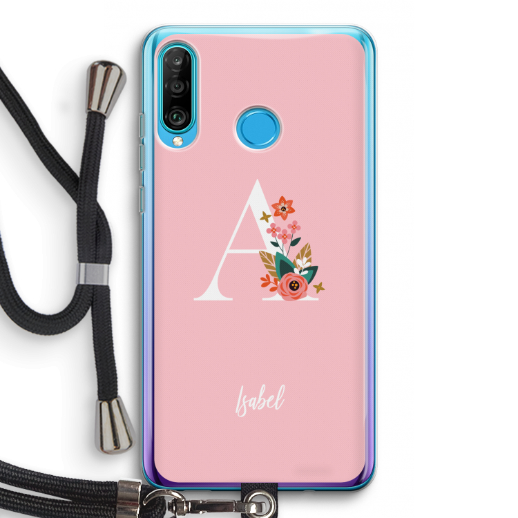 Pink Bouquet: Huawei P30 Lite Transparant Hoesje met koord