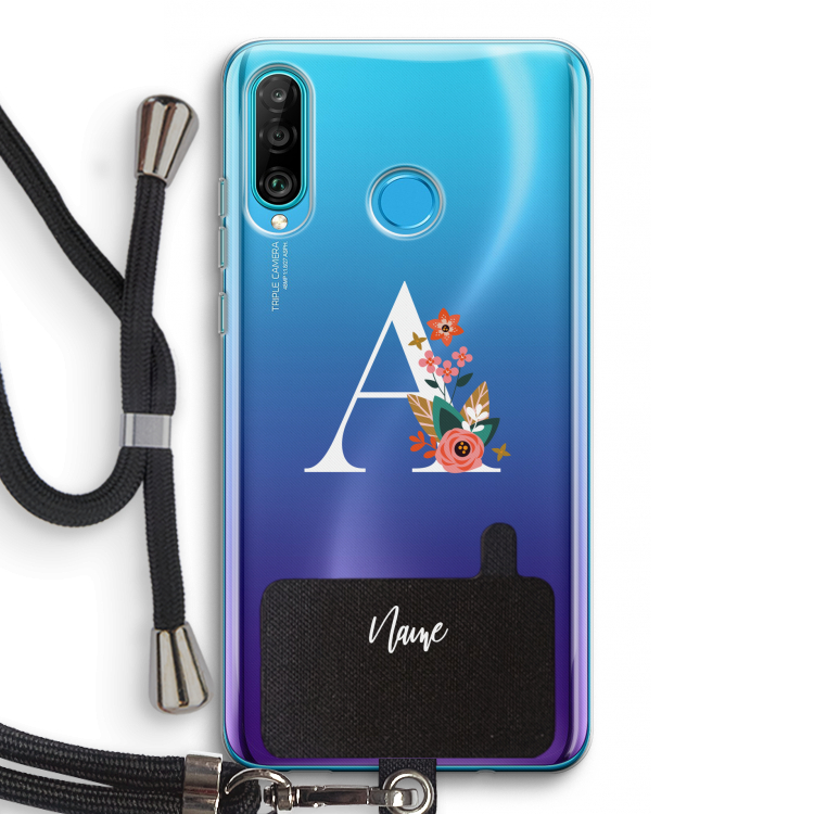 Pink Bouquet: Huawei P30 Lite Transparant Hoesje met koord