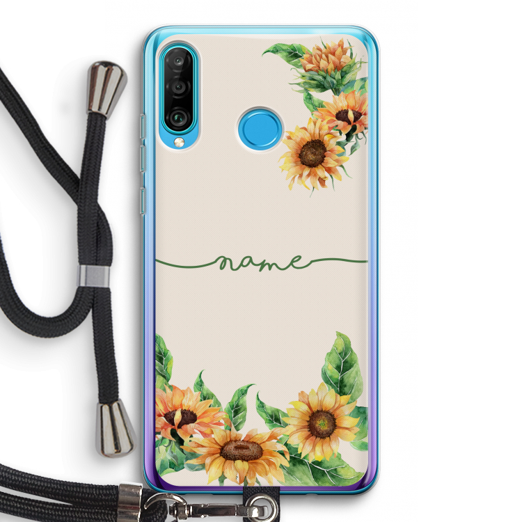 Zonnebloemen: Huawei P30 Lite Transparant Hoesje met koord