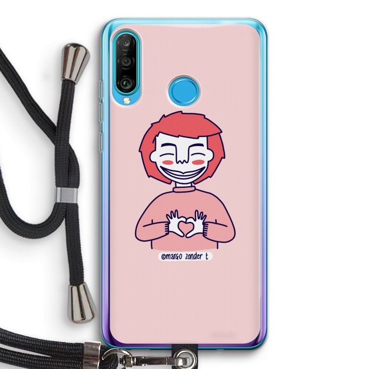 Hartje: Huawei P30 Lite Transparant Hoesje met koord