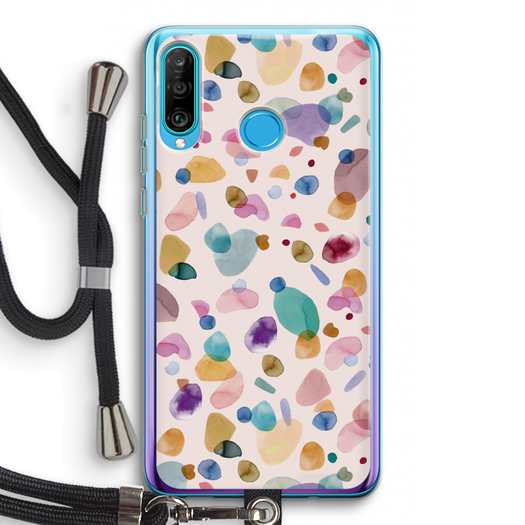 Terrazzo Memphis Pink: Huawei P30 Lite Transparant Hoesje met koord