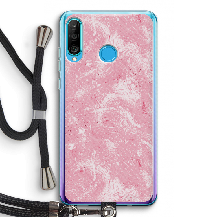 Abstract Painting Pink: Huawei P30 Lite Transparant Hoesje met koord