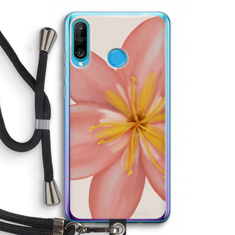 Pink Ellila Flower: Huawei P30 Lite Transparant Hoesje met koord