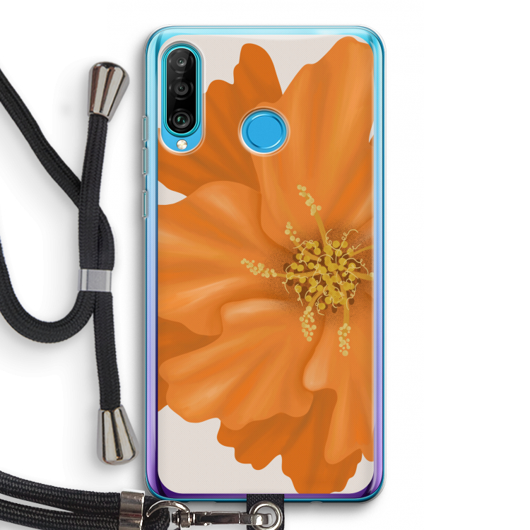 Orange Ellila flower: Huawei P30 Lite Transparant Hoesje met koord