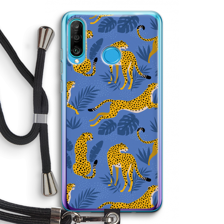 Luipaard: Huawei P30 Lite Transparant Hoesje met koord
