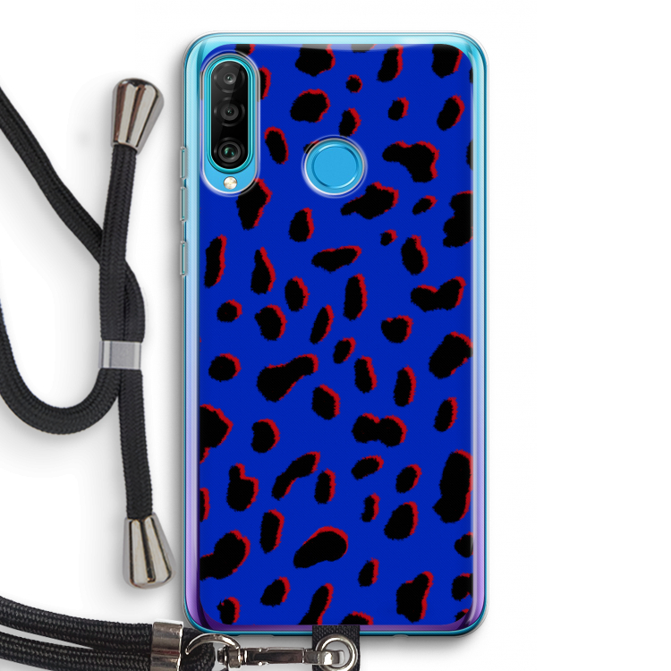 Blue Leopard: Huawei P30 Lite Transparant Hoesje met koord