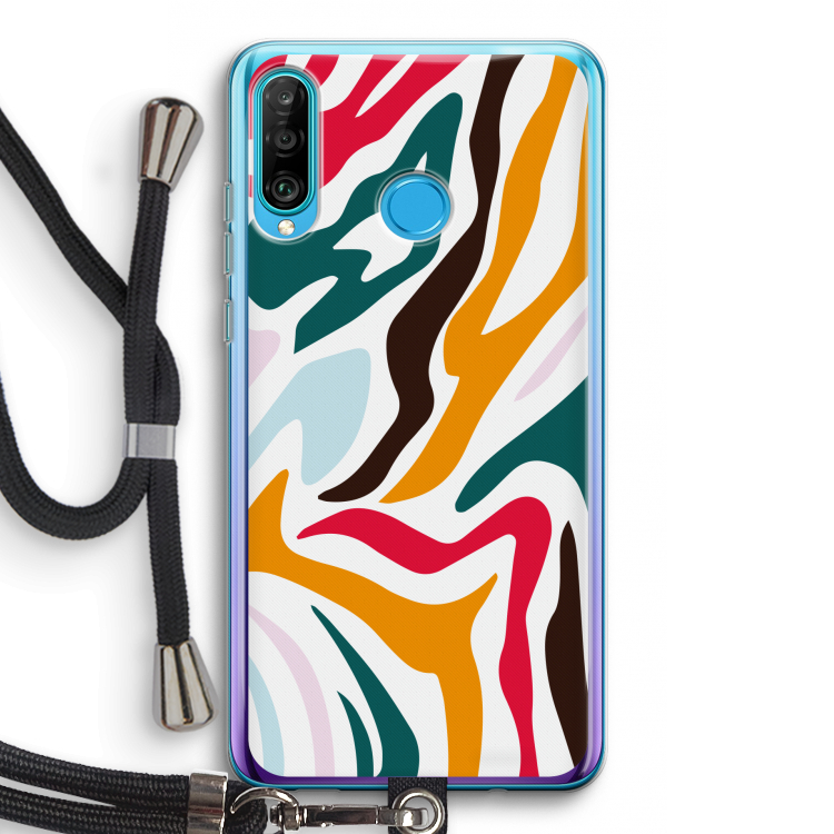 Colored Zebra: Huawei P30 Lite Transparant Hoesje met koord