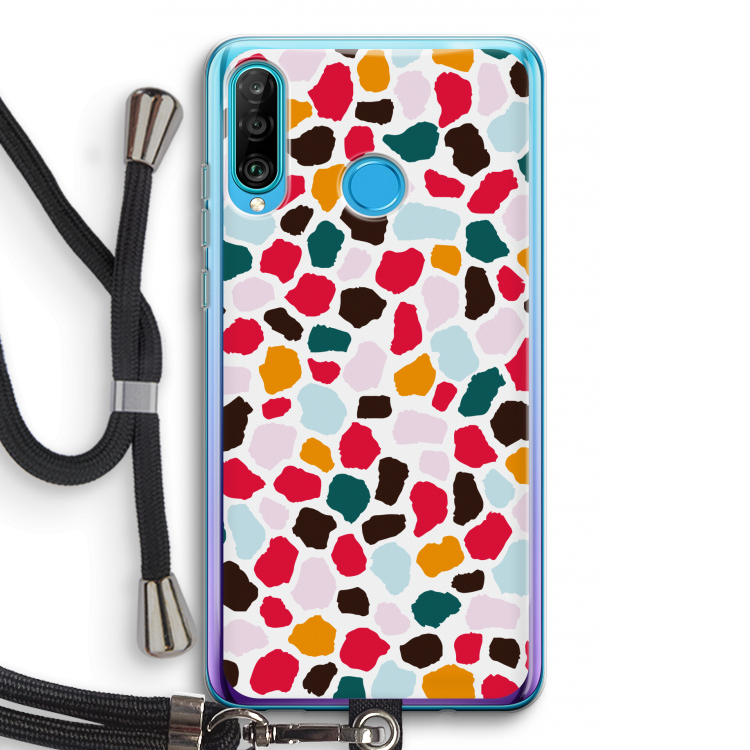 Colored Giraffe: Huawei P30 Lite Transparant Hoesje met koord