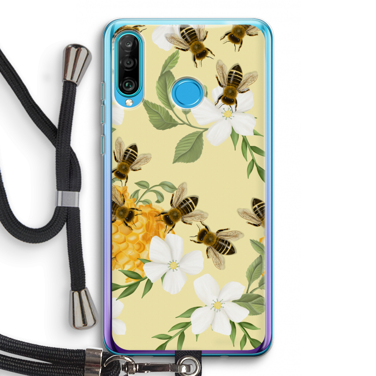 No flowers without bees: Huawei P30 Lite Transparant Hoesje met koord