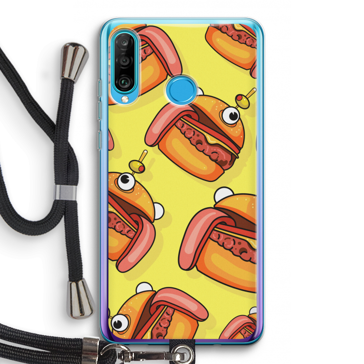 Hamburger: Huawei P30 Lite Transparant Hoesje met koord