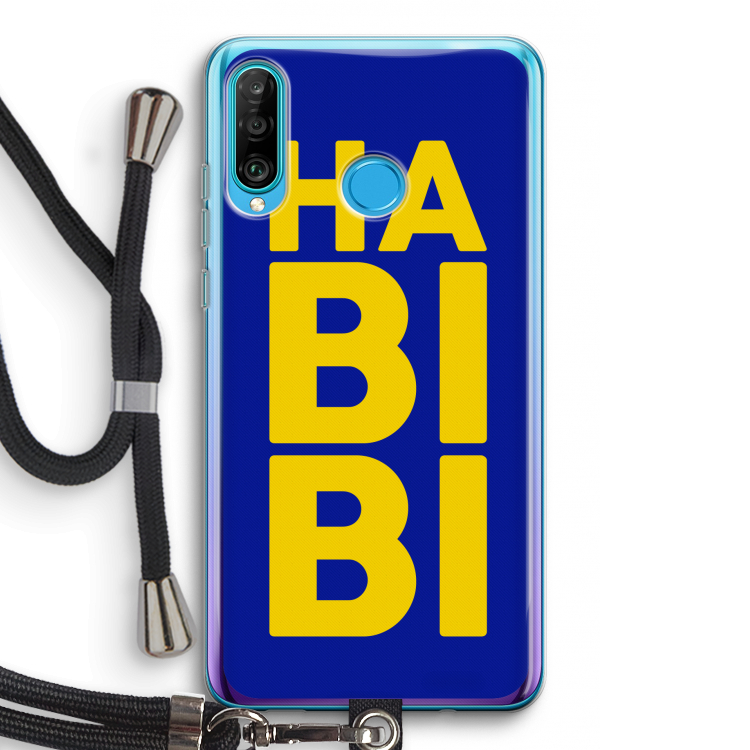 Habibi Blue: Huawei P30 Lite Transparant Hoesje met koord