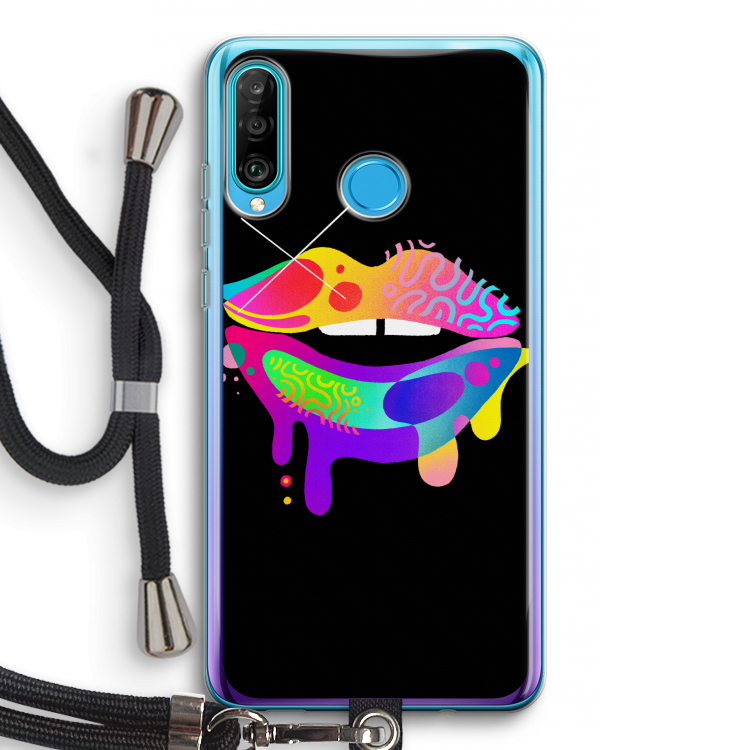 Lip Palette: Huawei P30 Lite Transparant Hoesje met koord