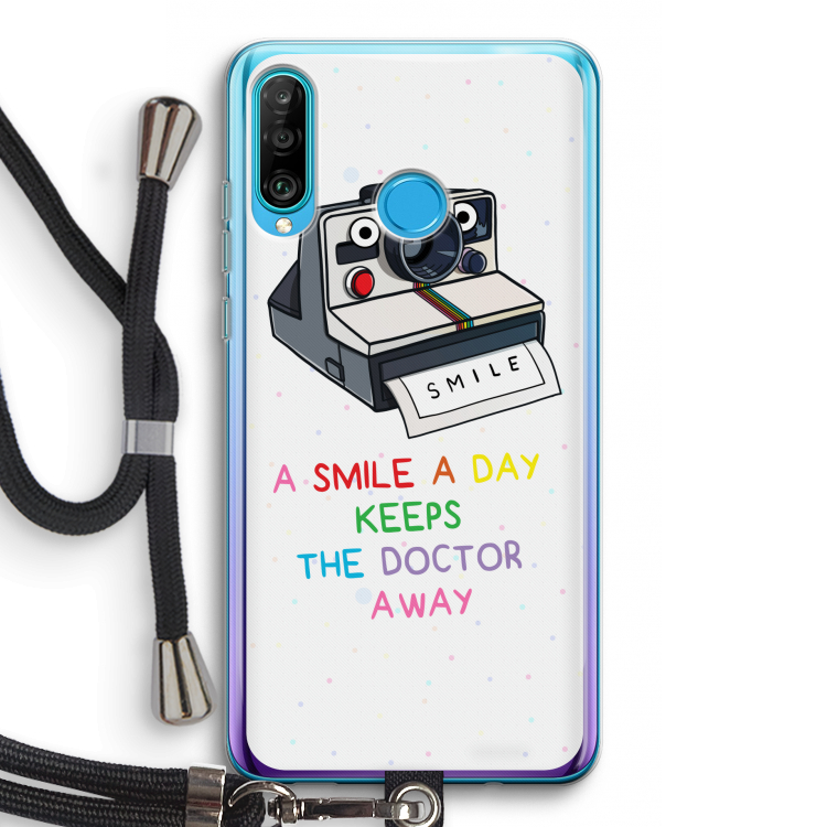 Smile: Huawei P30 Lite Transparant Hoesje met koord