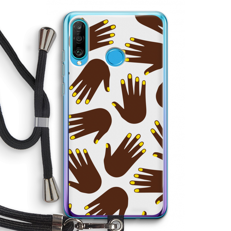 Hands dark: Huawei P30 Lite Transparant Hoesje met koord