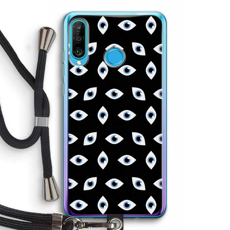 Eyes pattern: Huawei P30 Lite Transparant Hoesje met koord
