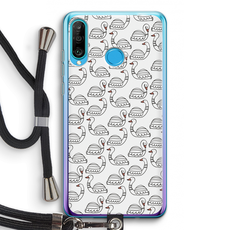Zwanen: Huawei P30 Lite Transparant Hoesje met koord