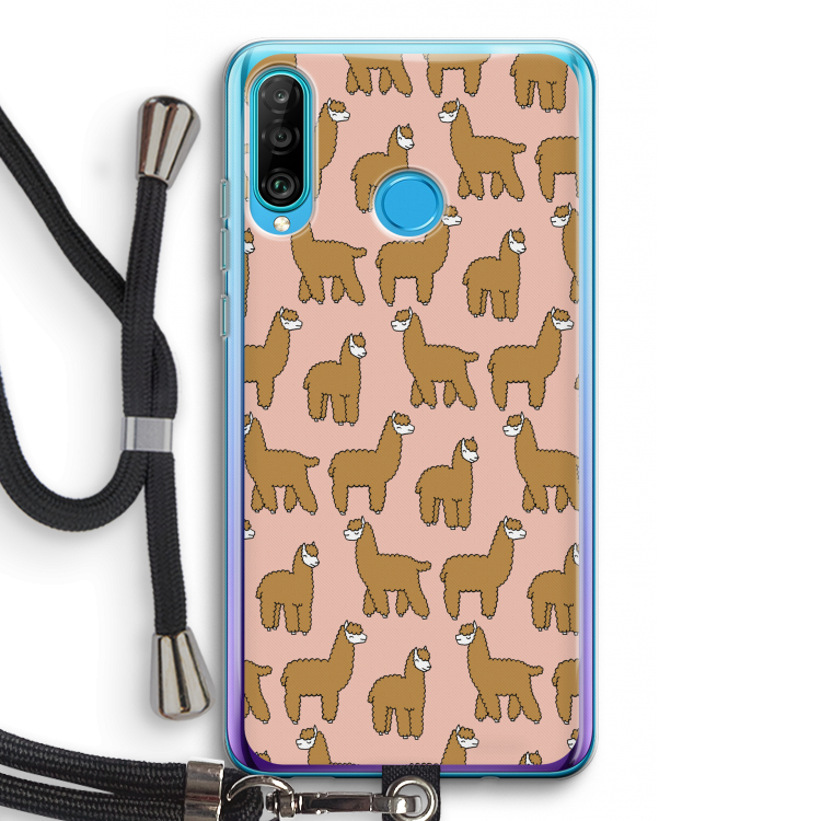 Alpacas: Huawei P30 Lite Transparant Hoesje met koord