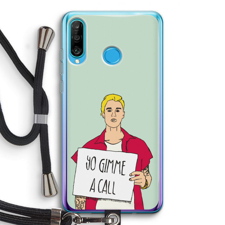 Gimme a call: Huawei P30 Lite Transparant Hoesje met koord