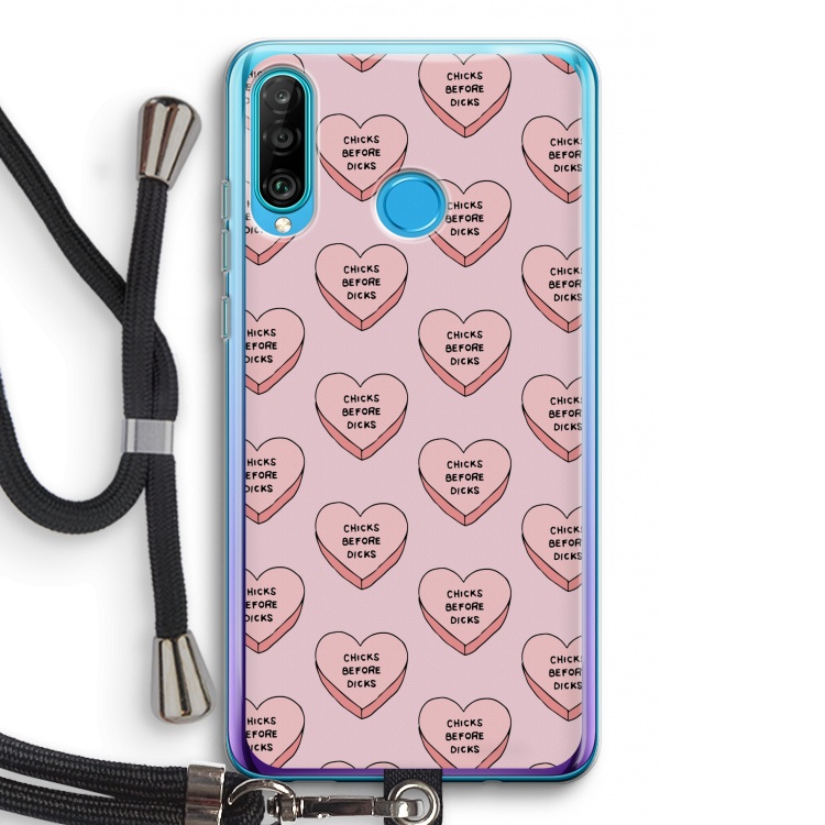 Chicks before dicks: Huawei P30 Lite Transparant Hoesje met koord