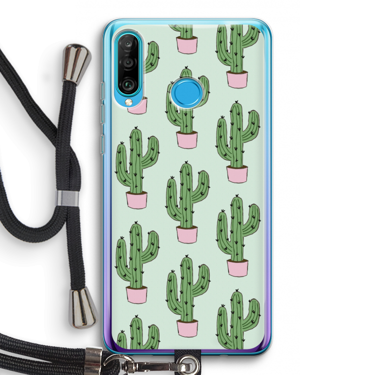 Cactus Lover: Huawei P30 Lite Transparant Hoesje met koord
