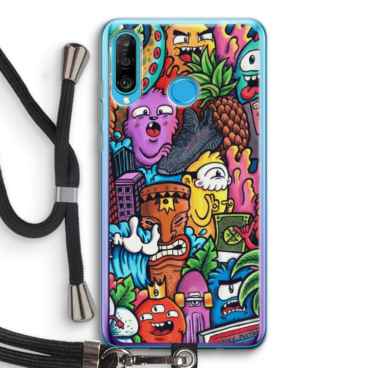 Vexx Mixtape: Huawei P30 Lite Transparant Hoesje met koord