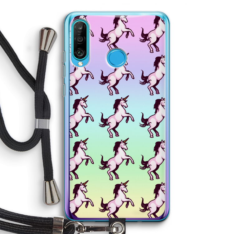 Musketon Unicorn: Huawei P30 Lite Transparant Hoesje met koord