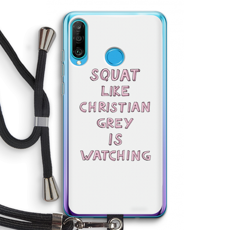 Christian Grey: Huawei P30 Lite Transparant Hoesje met koord